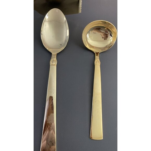 Reed & Barton Sanderling Gold Electroplate Stainless Steel Serving Set‎ of 9 - Picture 4 of 6